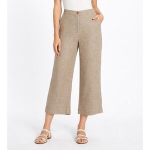 J.Jill Love Linen Cropped Wide Leg Pants Size L Brown Neutral Pockets Vacation